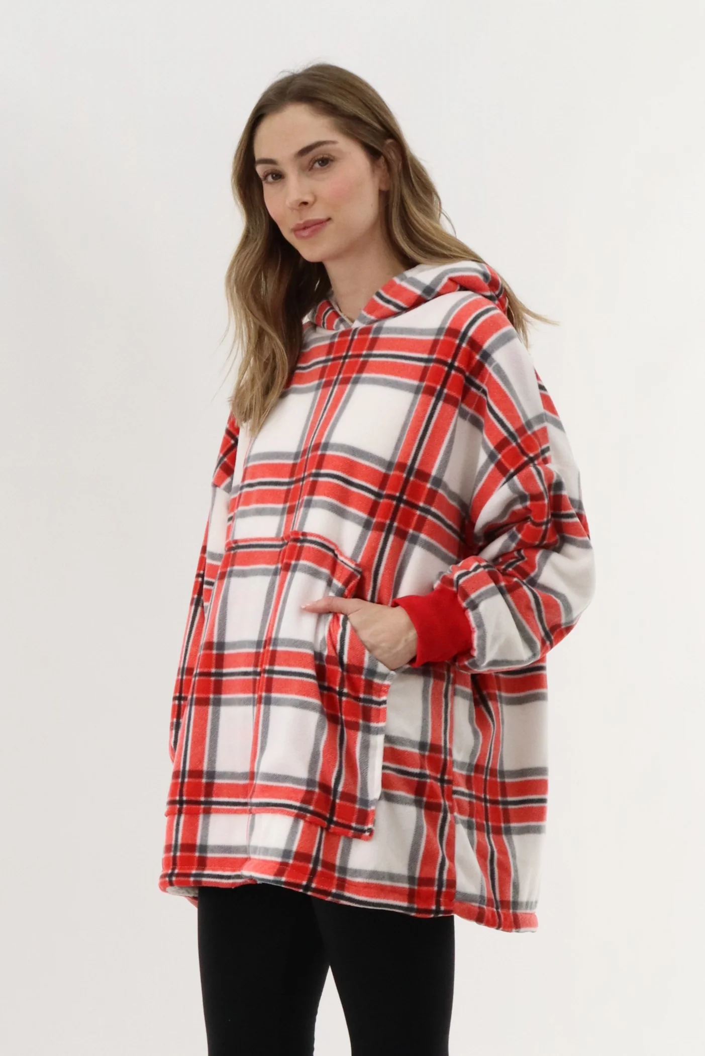Canada Weather Gear Oversized Fleece Pajama Top - Red - Image 2