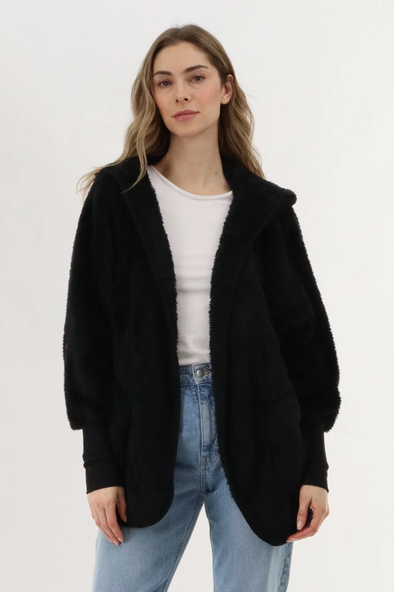 Canada Weather Gear Open Front Teddy Cardigan - Black