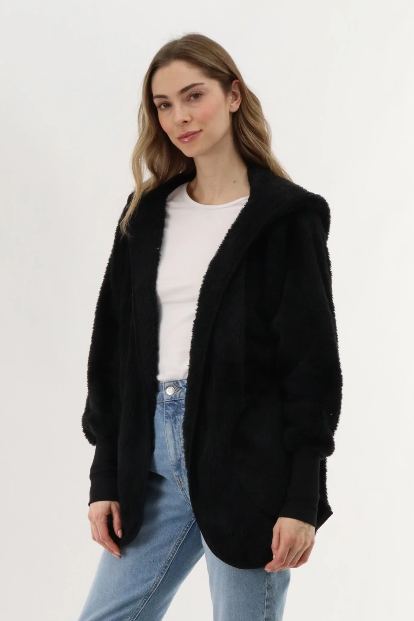 Canada Weather Gear Open Front Teddy Cardigan - Black - Image 2