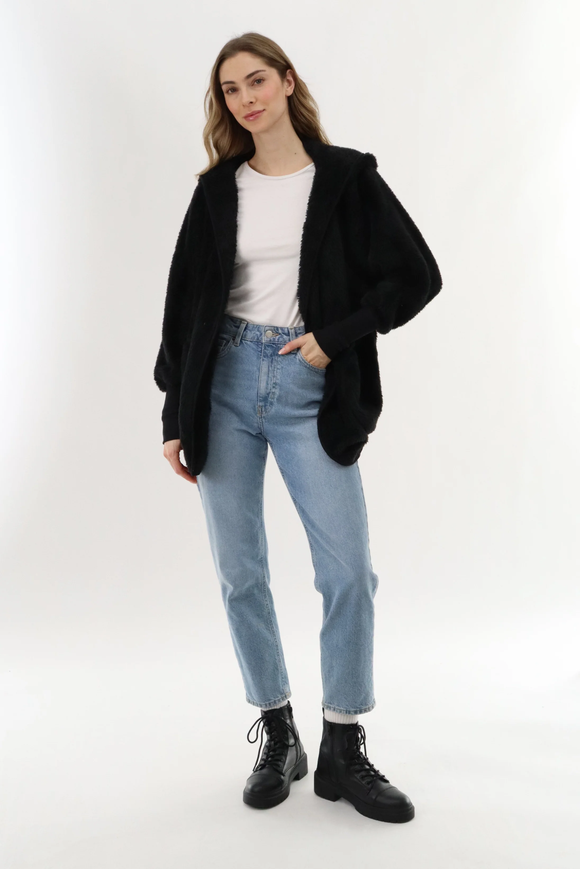 Canada Weather Gear Open Front Teddy Cardigan - Black - Image 5