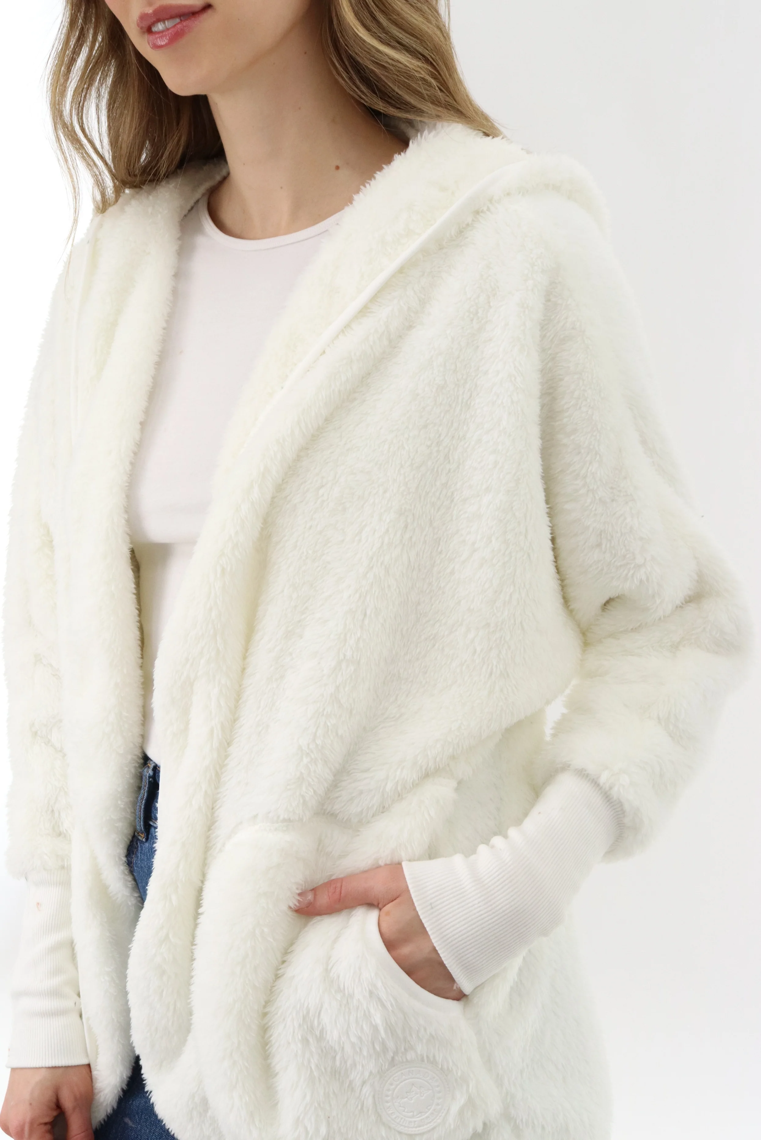 Canada Weather Gear Open Front Teddy Cardigan - Cream - Image 4