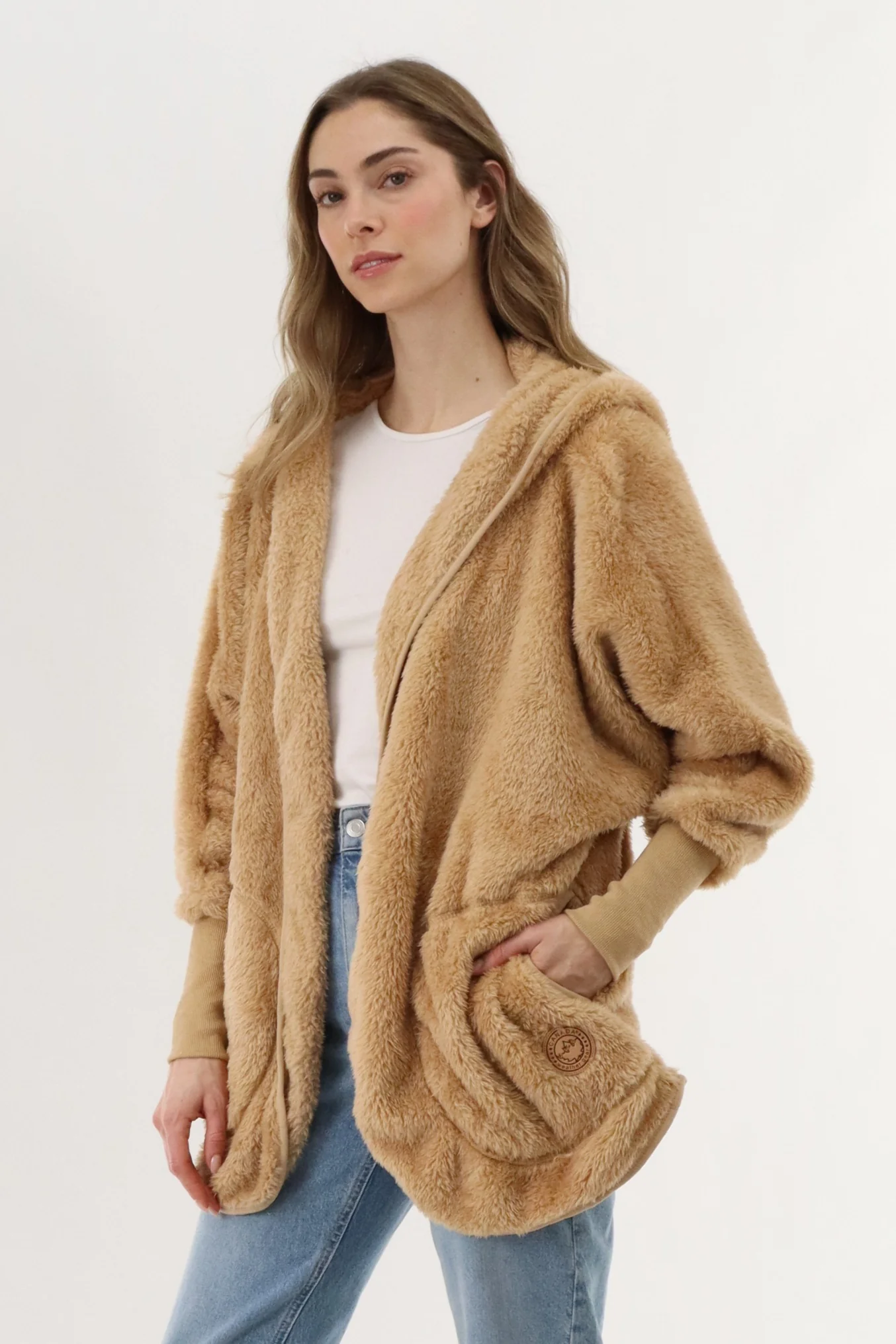 Canada Weather Gear Open Front Teddy Cardigan - Camel - Image 2