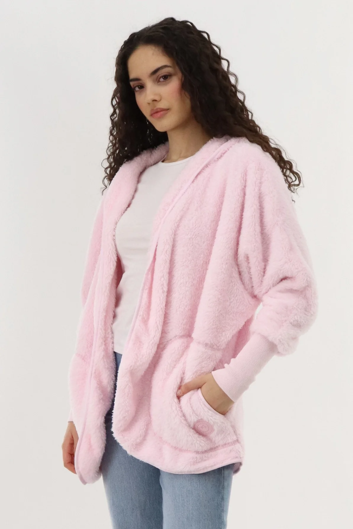 Canada Weather Gear Open Front Teddy Cardigan - Pink - Image 2