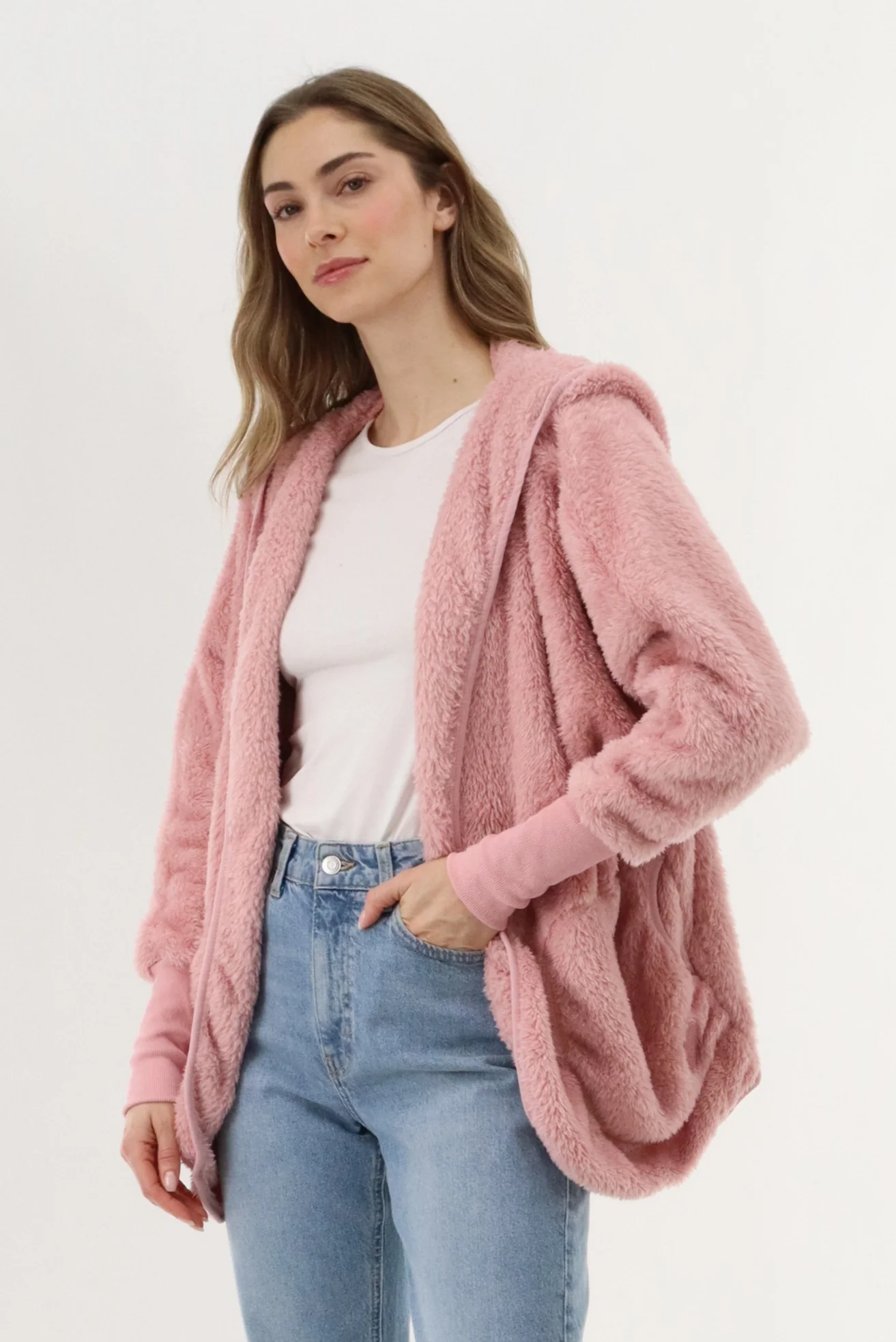 Canada Weather Gear Open Front Teddy Cardigan - Pink - Image 2