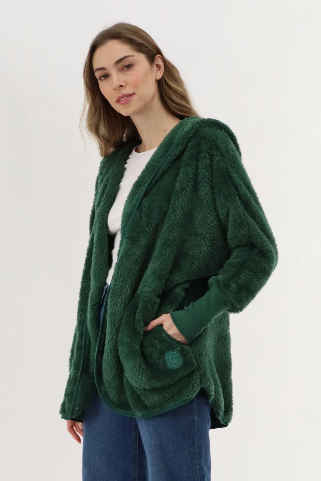 Canada Weather Gear Open Front Teddy Cardigan - Green - Image 2