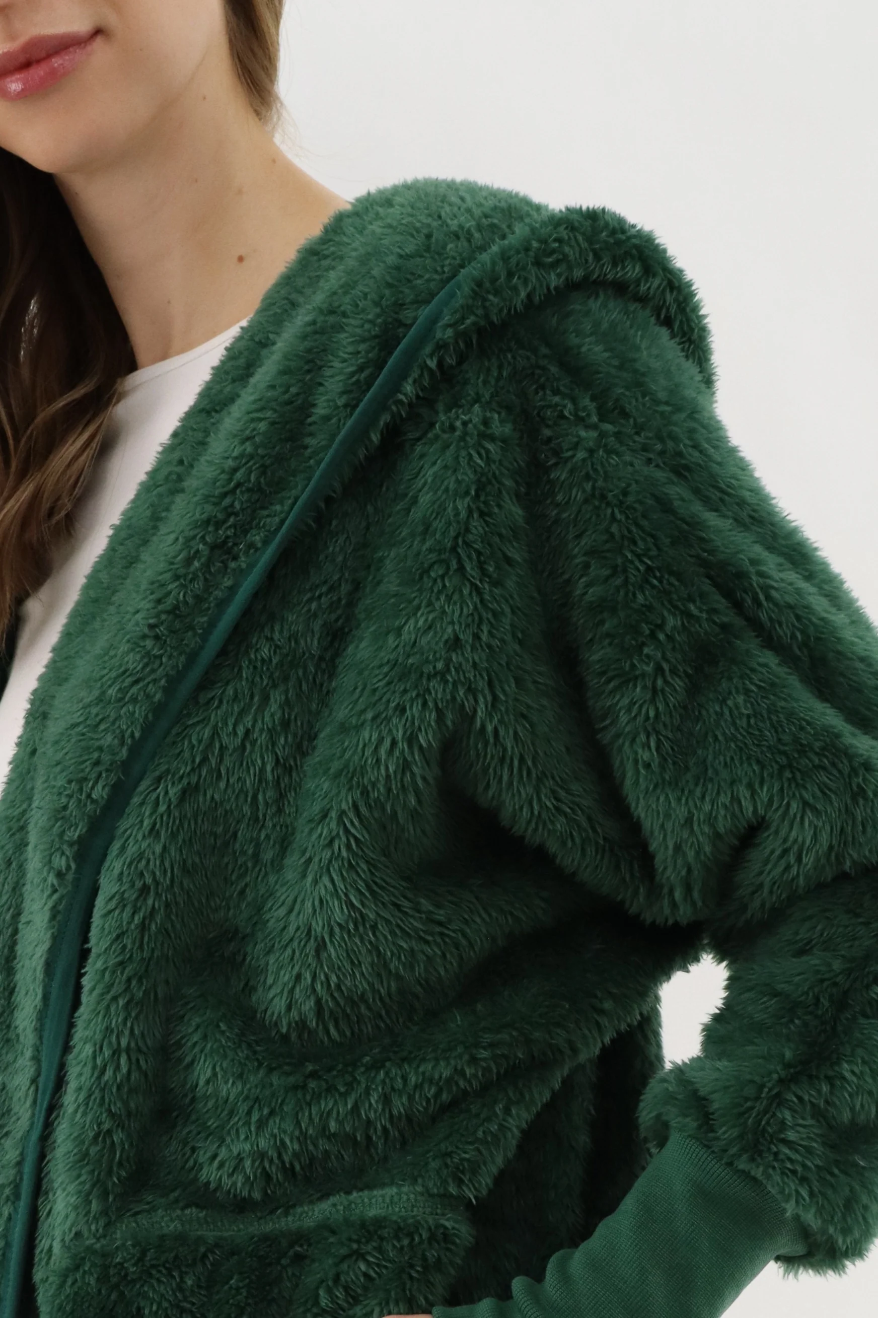 Canada Weather Gear Open Front Teddy Cardigan - Green - Image 4