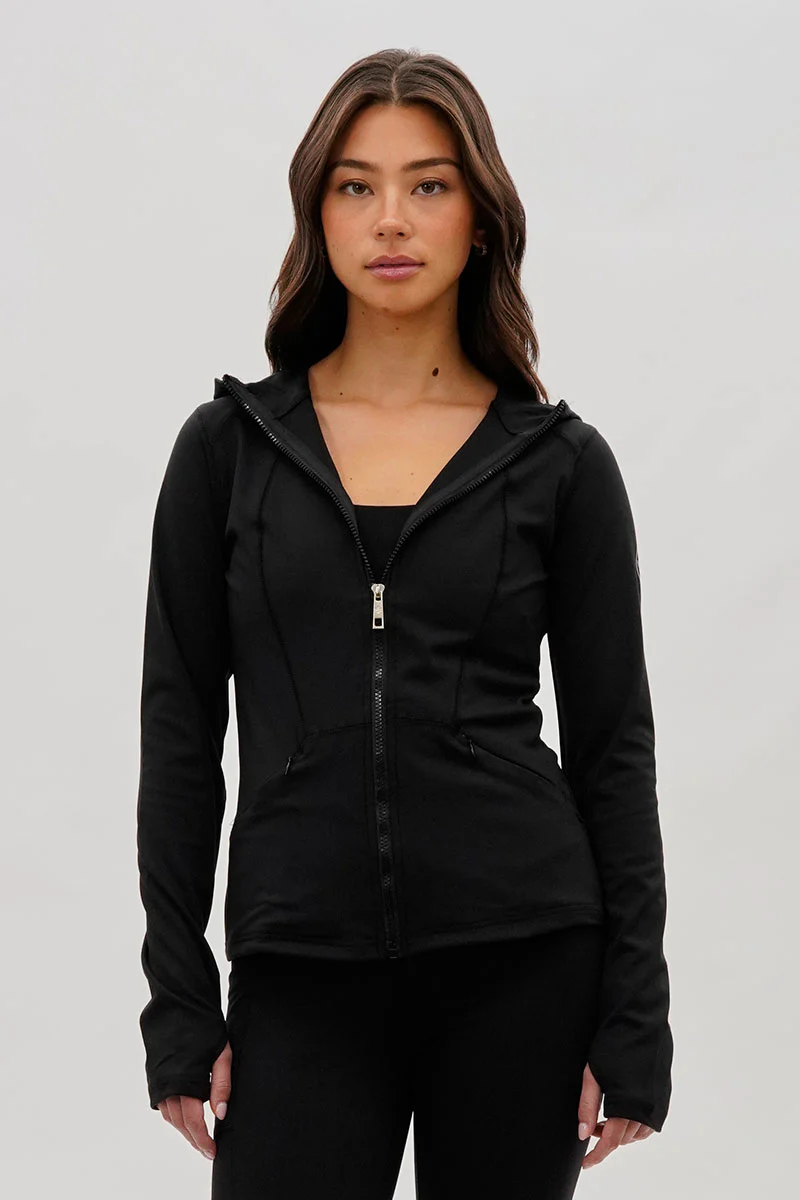 Canada Weather Gear Hooded Yoga Lightweight Jacket - Black