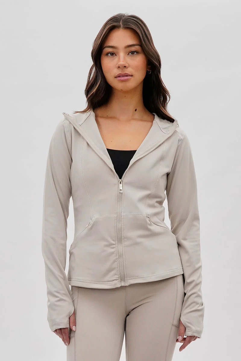 Canada Weather Gear Hooded Yoga Lightweight Jacket - Beige