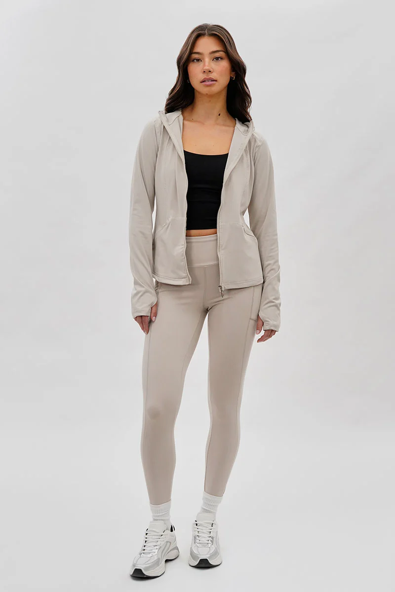 Canada Weather Gear Hooded Yoga Lightweight Jacket - Beige - Image 5