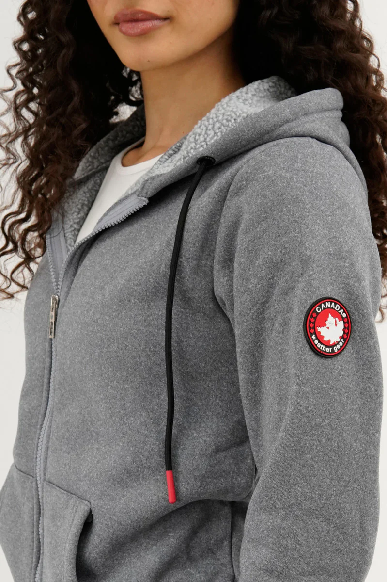 Canada Weather Gear Fleece Zip Up Hoodie - Grey - Image 4