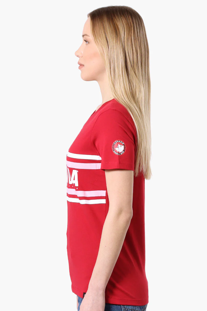 Canada Weather Gear Striped Chest Logo Print Tee - Red - Image 2