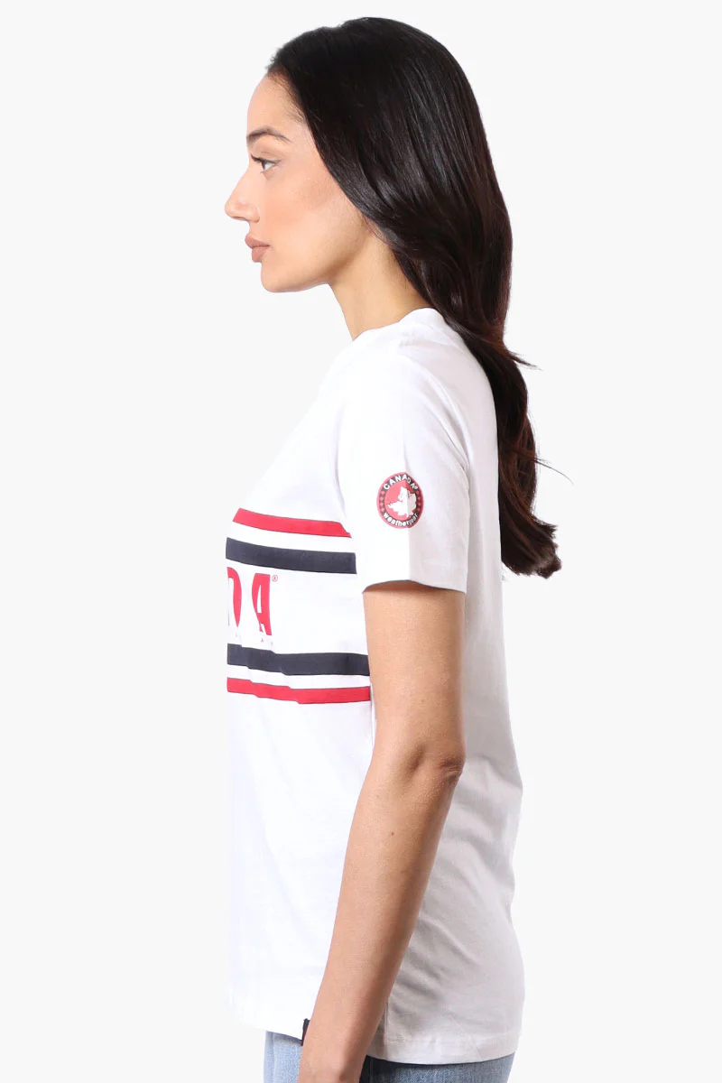 Canada Weather Gear Striped Chest Logo Print Tee - White - Image 2