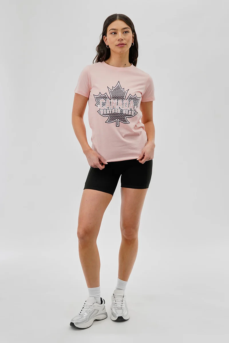 Canada Weather Gear Maple Leaf Print Tee - Blush - Image 5