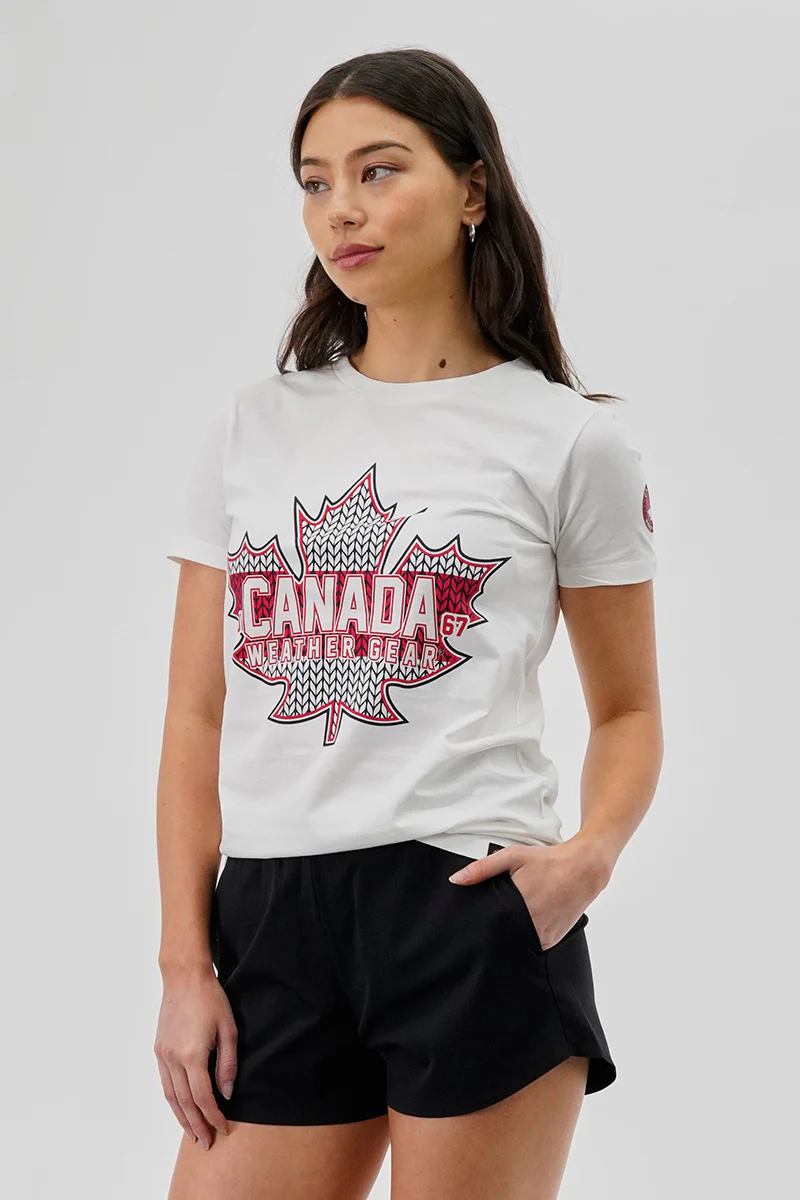 Canada Weather Gear Maple Leaf Print Tee - White - Image 2