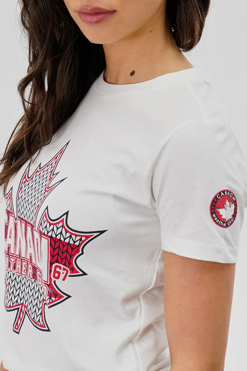 Canada Weather Gear Maple Leaf Print Tee - White - Image 4