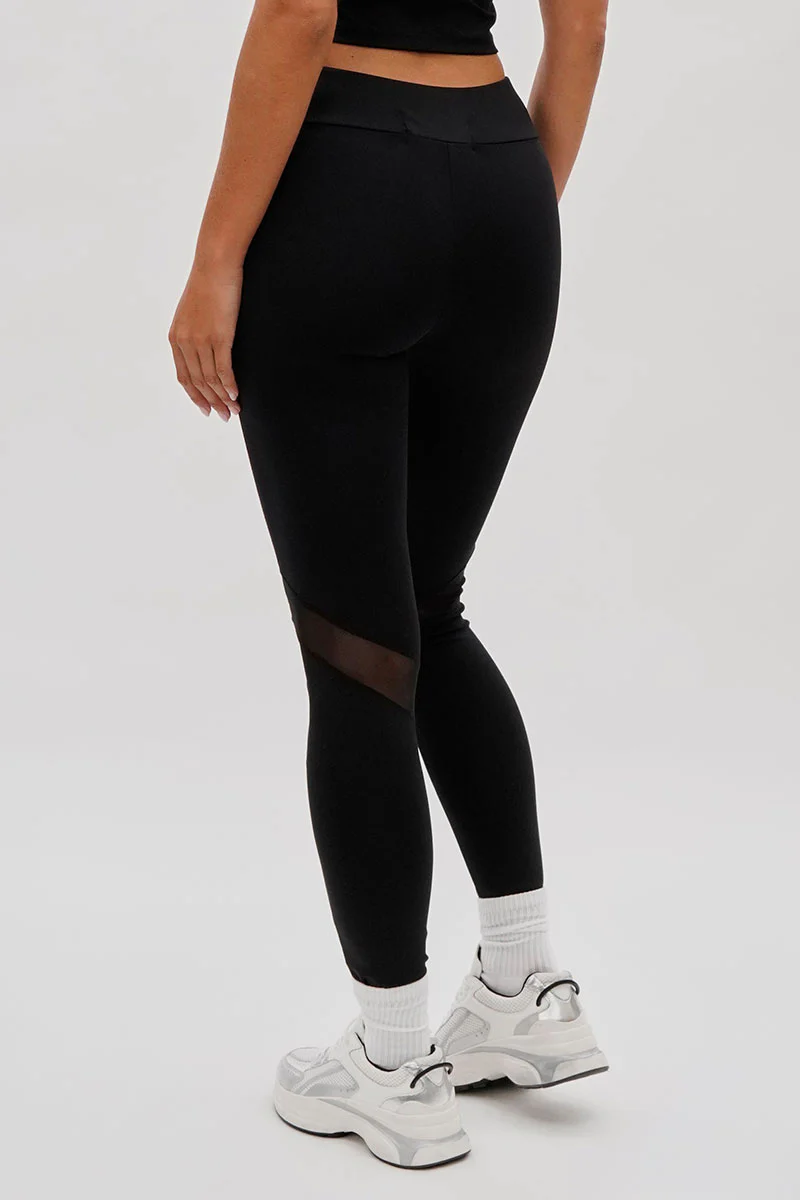 Super Triple Goose Mesh Detail Leggings - Black - Image 3