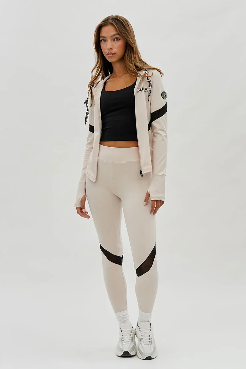 Super Triple Goose Mesh Detail Leggings - Beige - Image 5