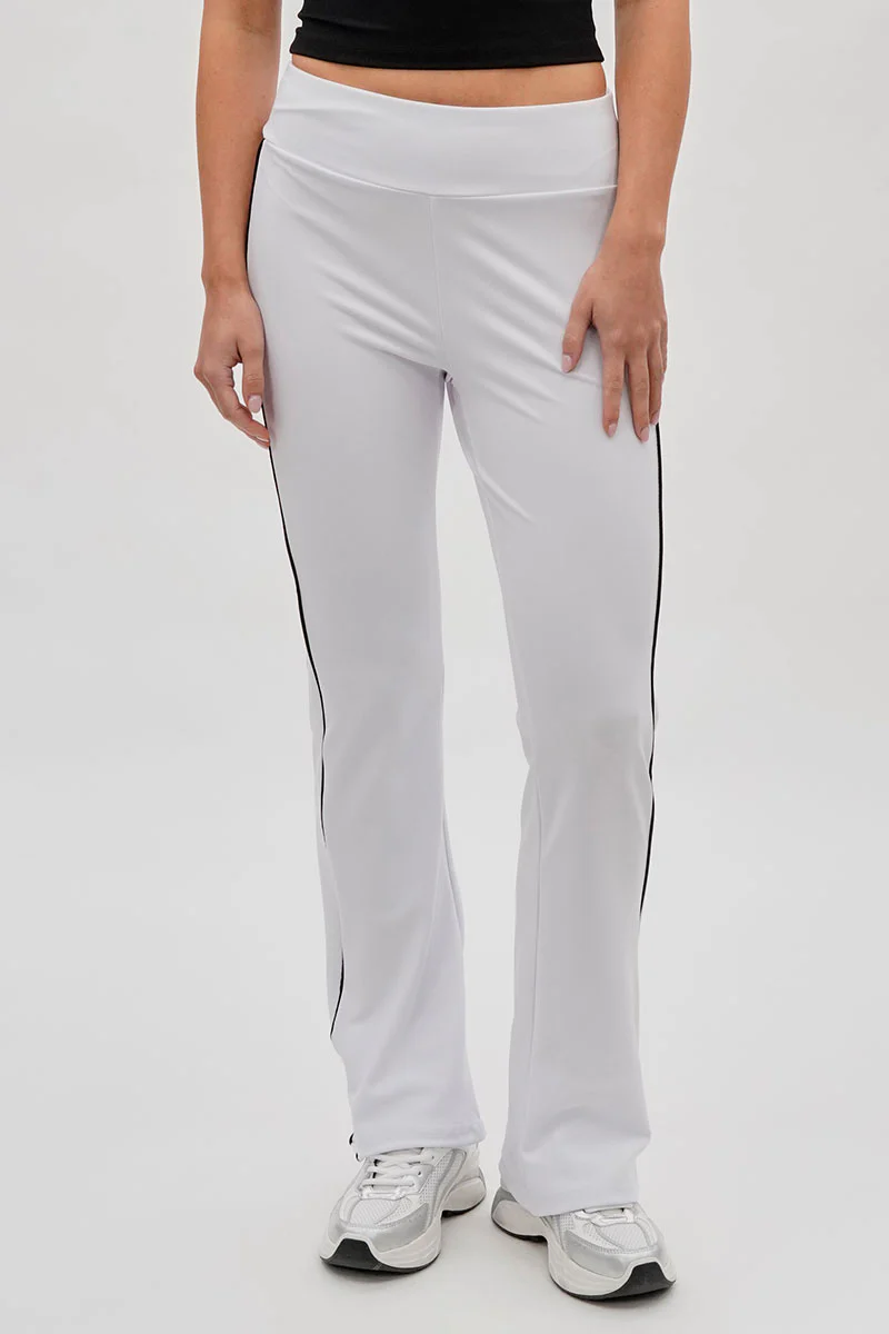 Super Triple Goose Side Piping Detail Active Pants - White