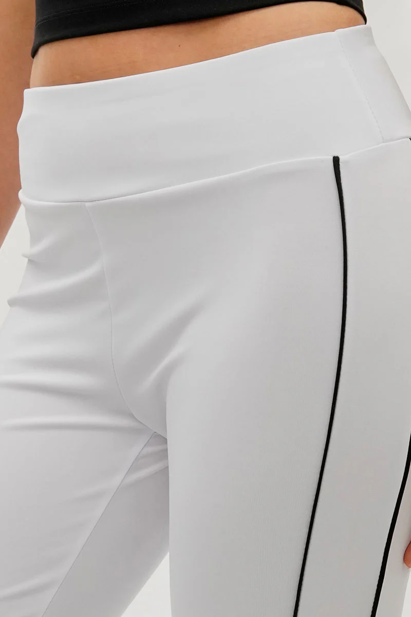 Super Triple Goose Side Piping Detail Active Pants - White - Image 4