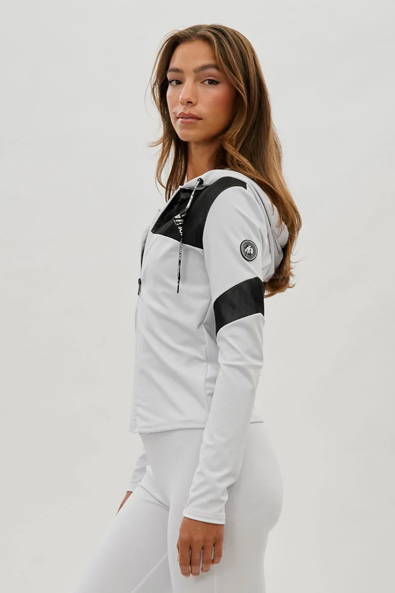 Super Triple Goose Zip Up Mesh Detail Hoodie - White - Image 2