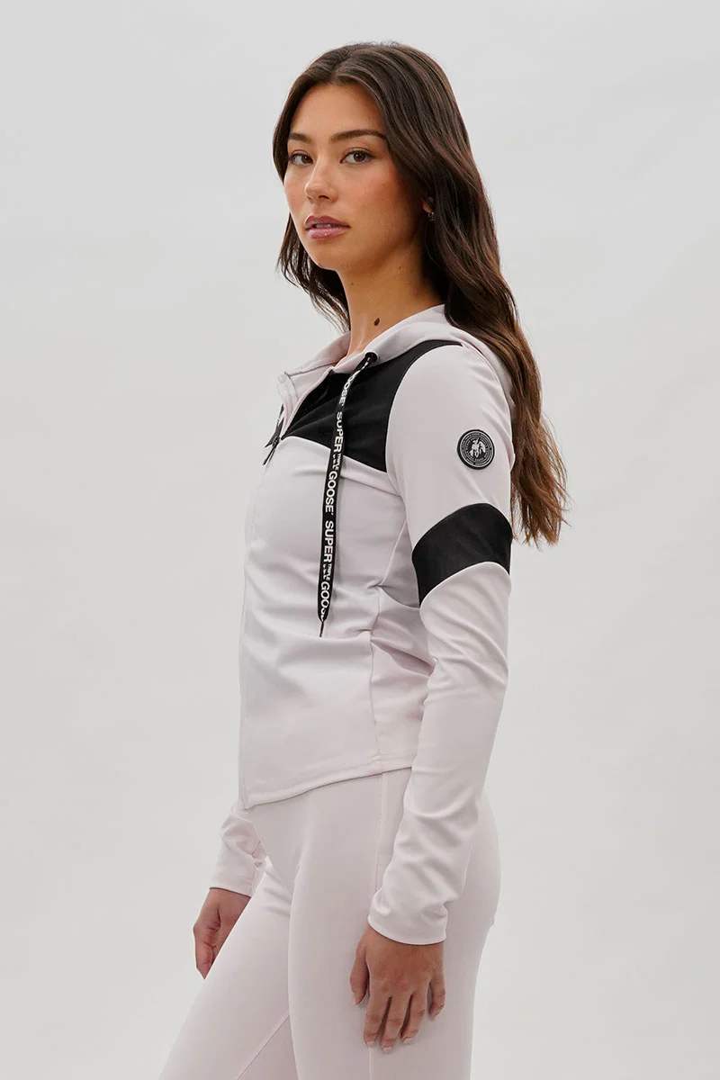Super Triple Goose Zip Up Mesh Detail Hoodie - Blush - Image 2