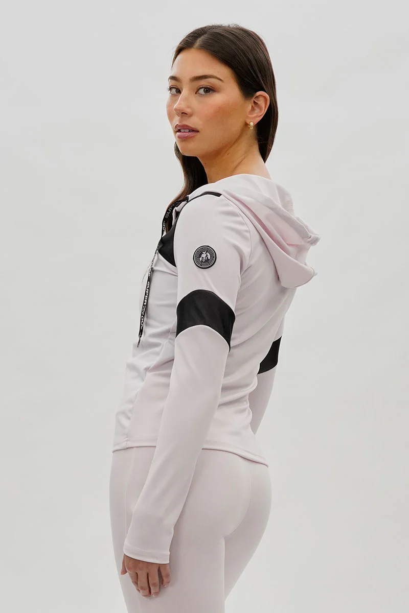 Super Triple Goose Zip Up Mesh Detail Hoodie - Blush - Image 3
