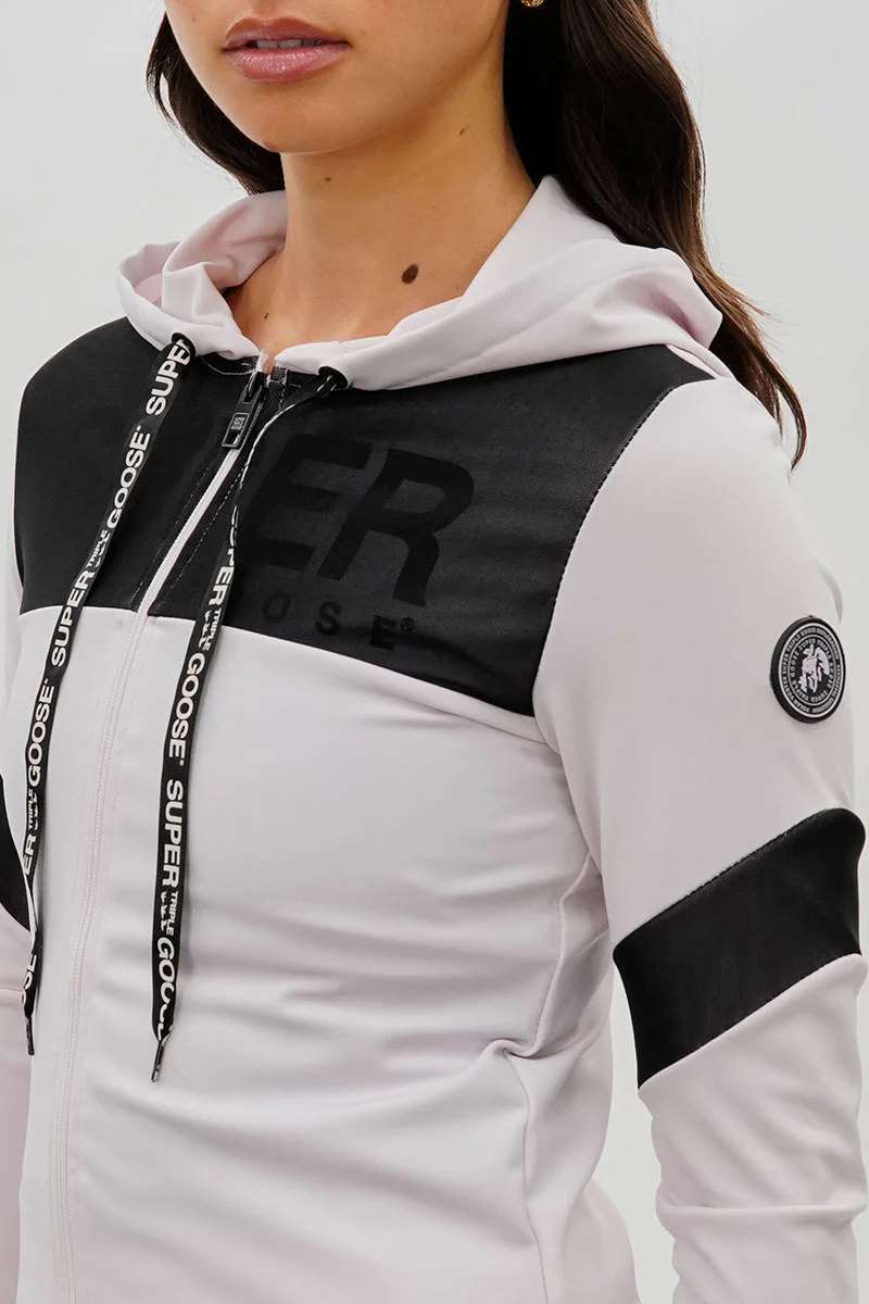 Super Triple Goose Zip Up Mesh Detail Hoodie - Blush - Image 4