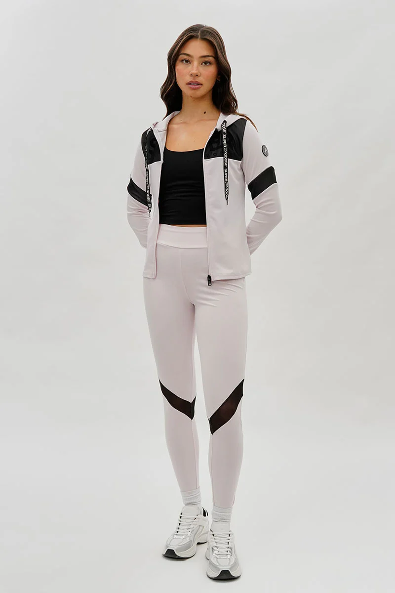Super Triple Goose Zip Up Mesh Detail Hoodie - Blush - Image 5