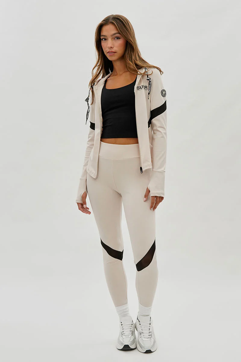 Super Triple Goose Zip Up Active Hoodie - Beige - Image 5