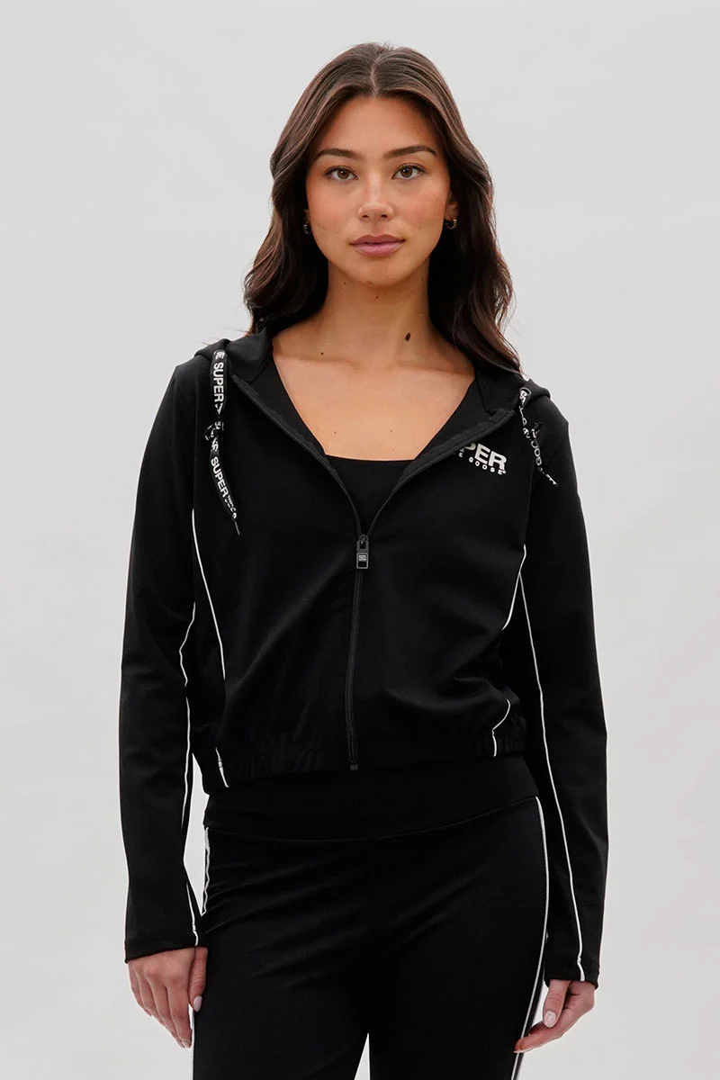 Super Triple Goose Cropped Active Hoodie - Black