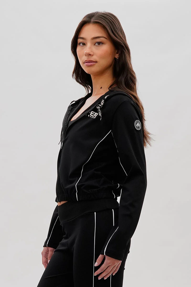 Super Triple Goose Cropped Active Hoodie - Black - Image 2