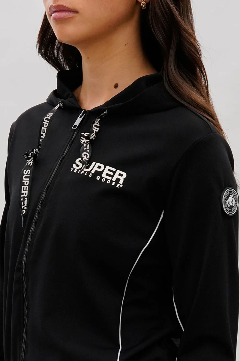Super Triple Goose Cropped Active Hoodie - Black - Image 4