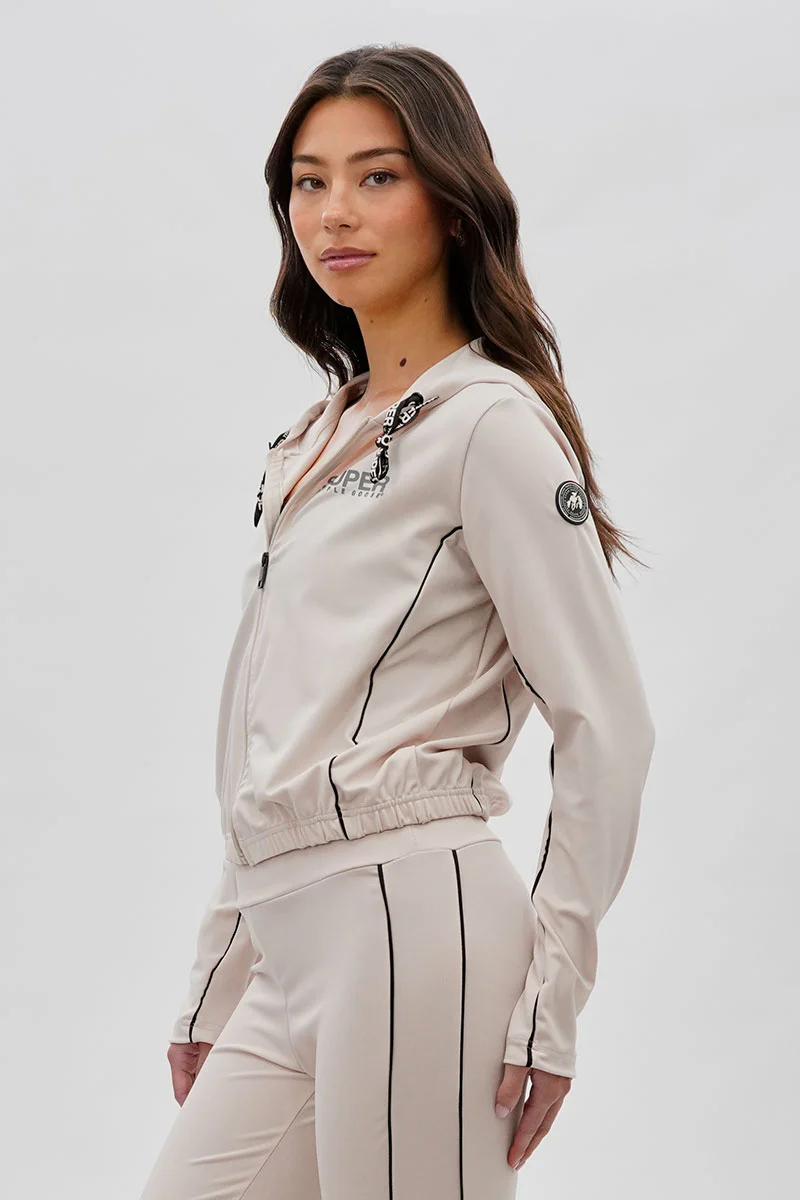 Super Triple Goose Cropped Active Hoodie - Beige - Image 2