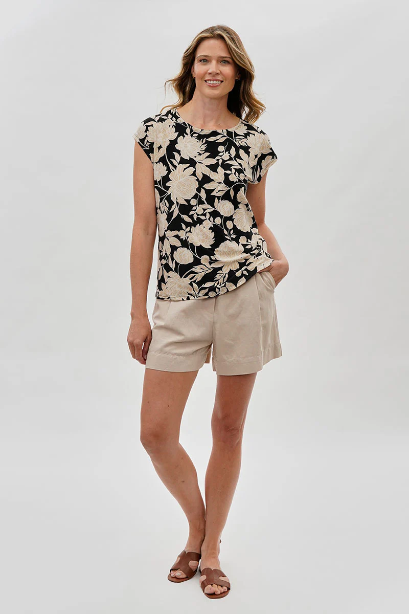 Beechers Brook Floral Cap Sleeve Blouse - Black - Image 5