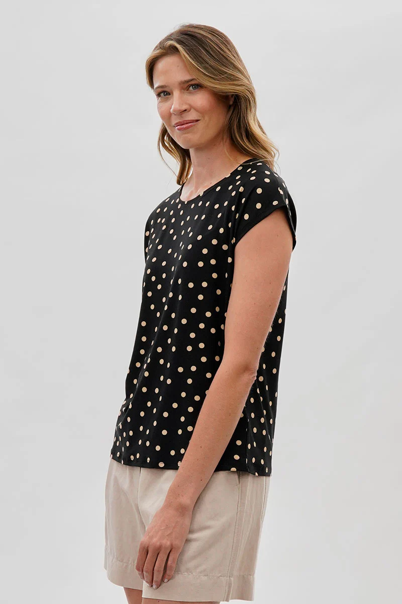 Beechers Brook Polka Dot Cap Sleeve Blouse - Black - Image 2