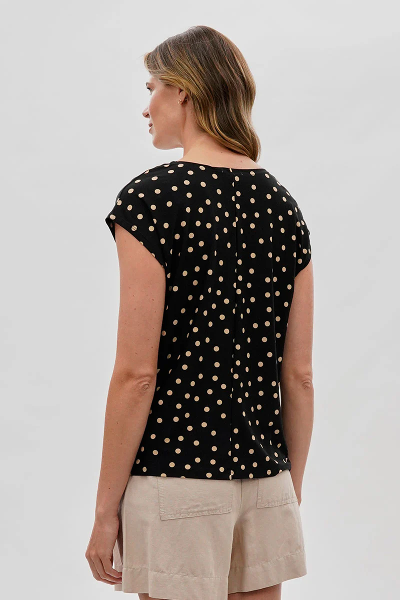 Beechers Brook Polka Dot Cap Sleeve Blouse - Black - Image 3