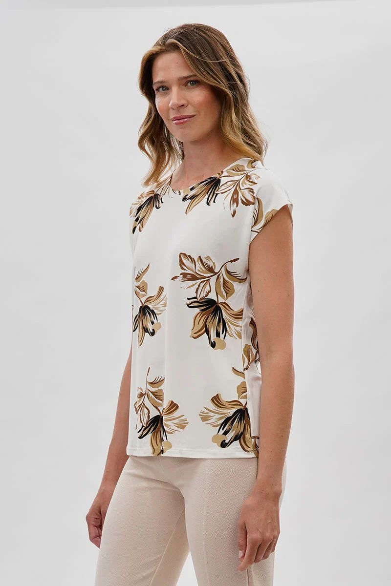 Beechers Brook Floral Cap Sleeve Blouse - White - Image 2