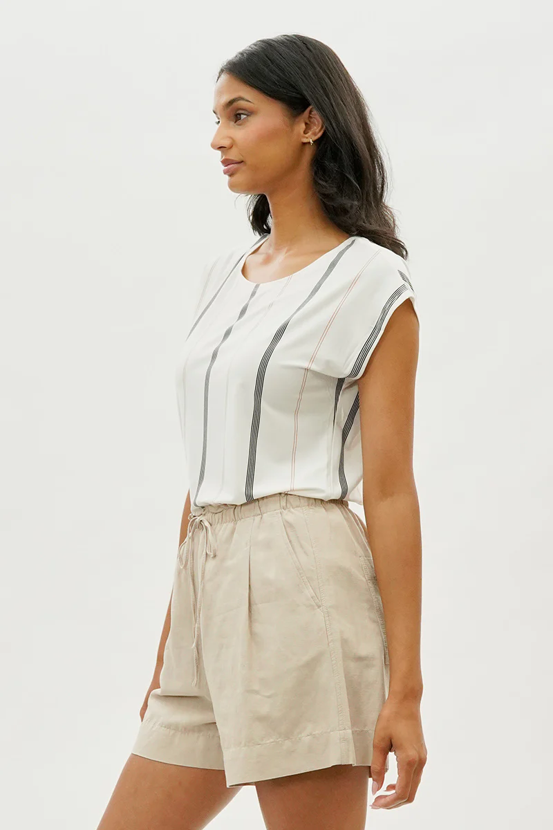 Beechers Brook Striped Circle Neck Tee - White - Image 2