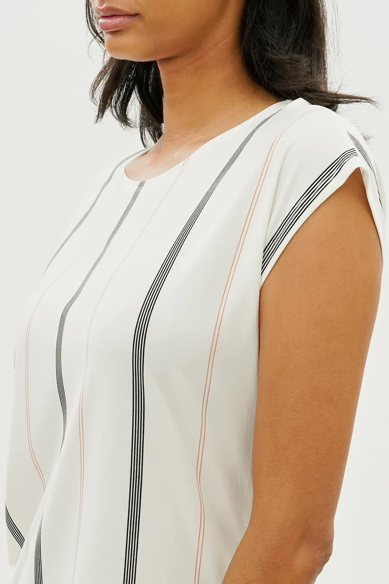 Beechers Brook Striped Circle Neck Tee - White - Image 4
