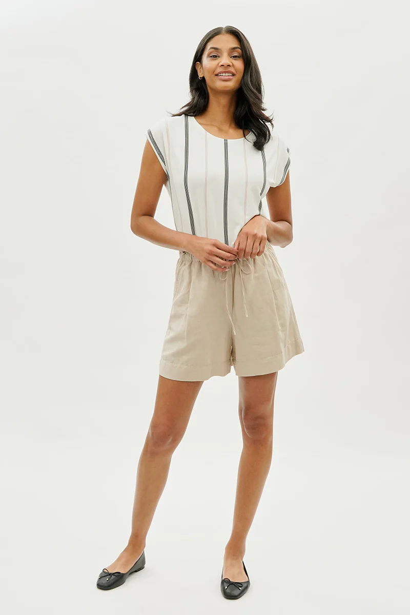 Beechers Brook Striped Circle Neck Tee - White - Image 5