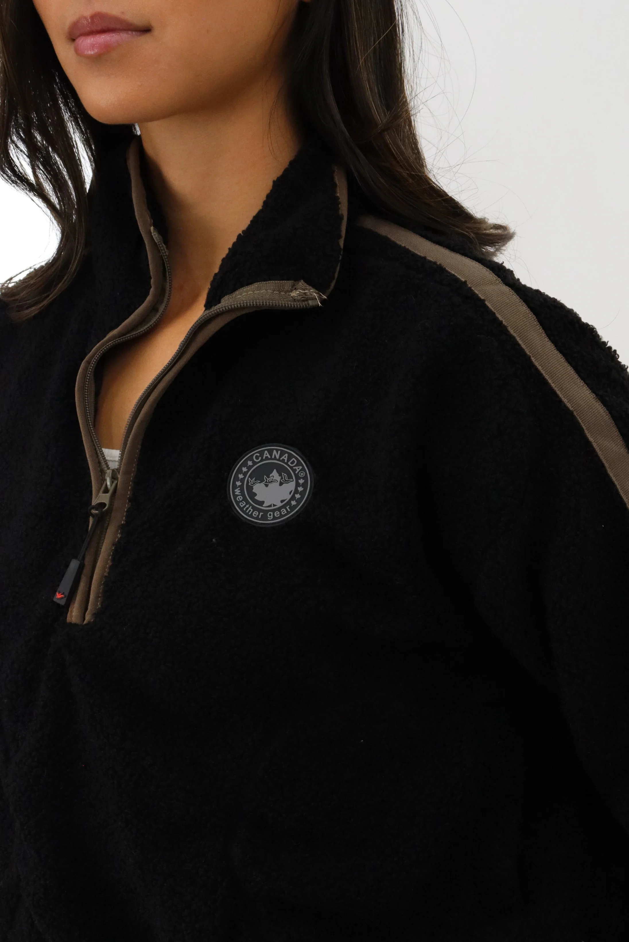 Canada Weather Gear 1/4 Zip Sherpa Pullover Sweater - Black - Image 4