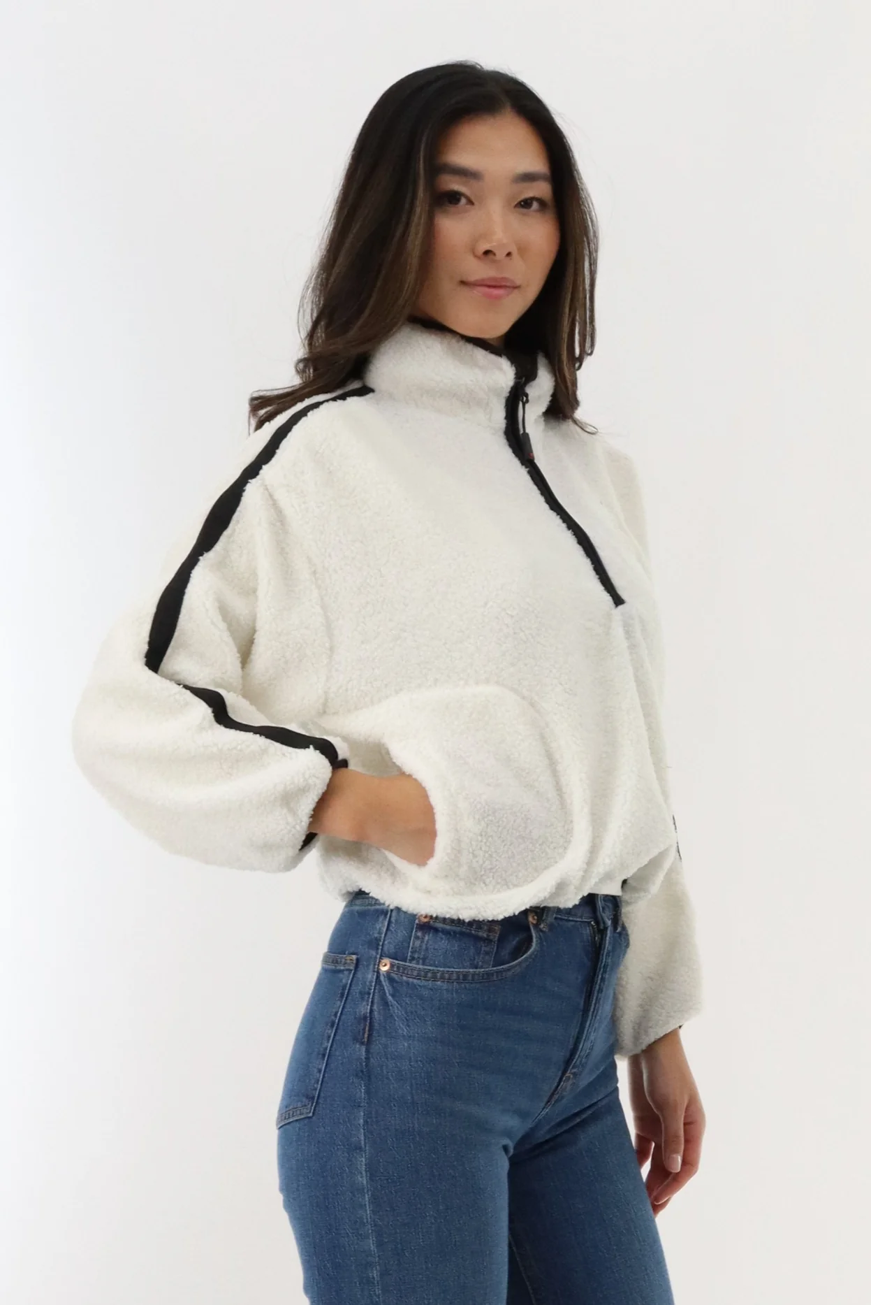 Canada Weather Gear 1/4 Zip Sherpa Pullover Sweater - White - Image 2