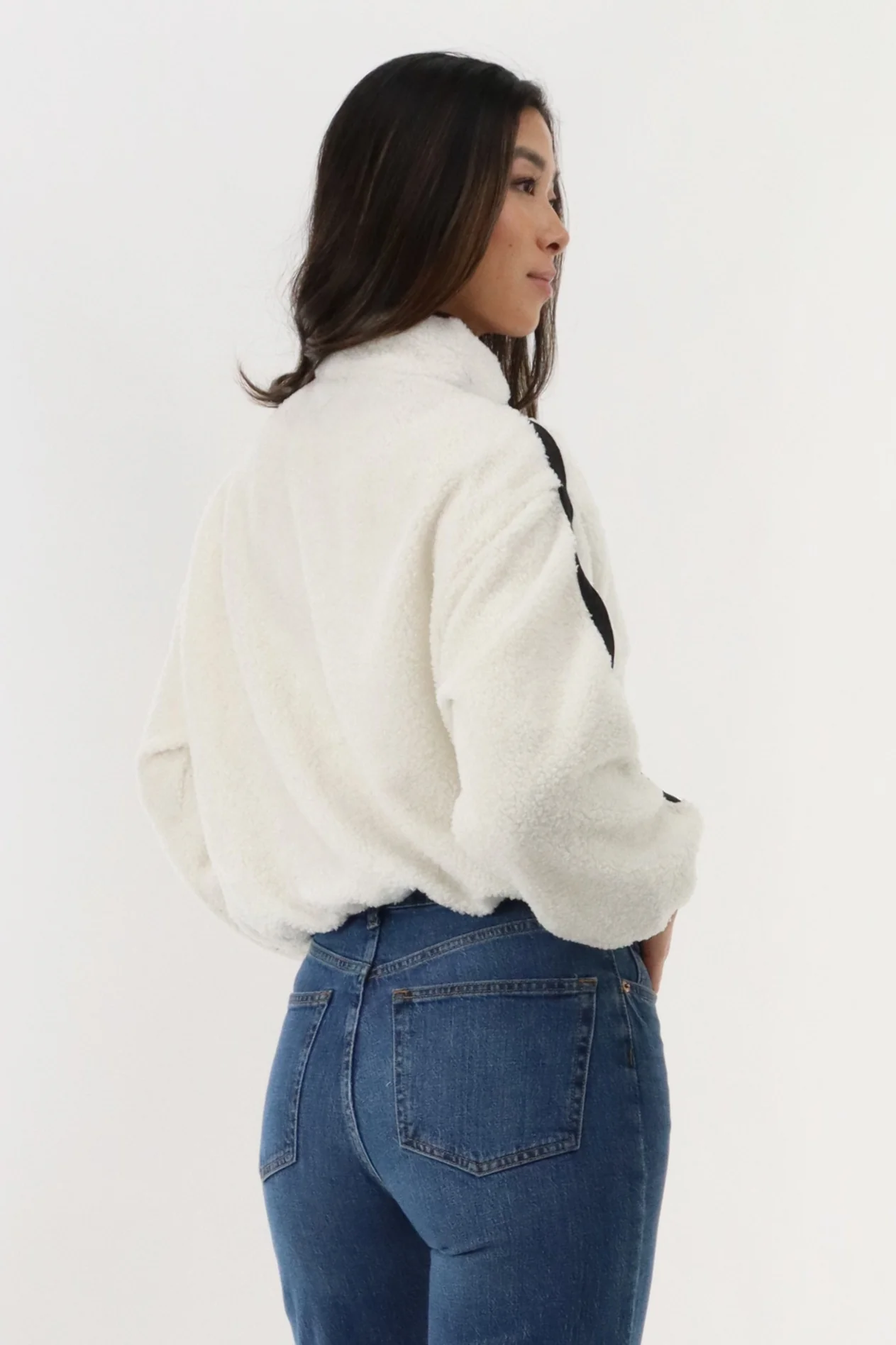 Canada Weather Gear 1/4 Zip Sherpa Pullover Sweater - White - Image 3