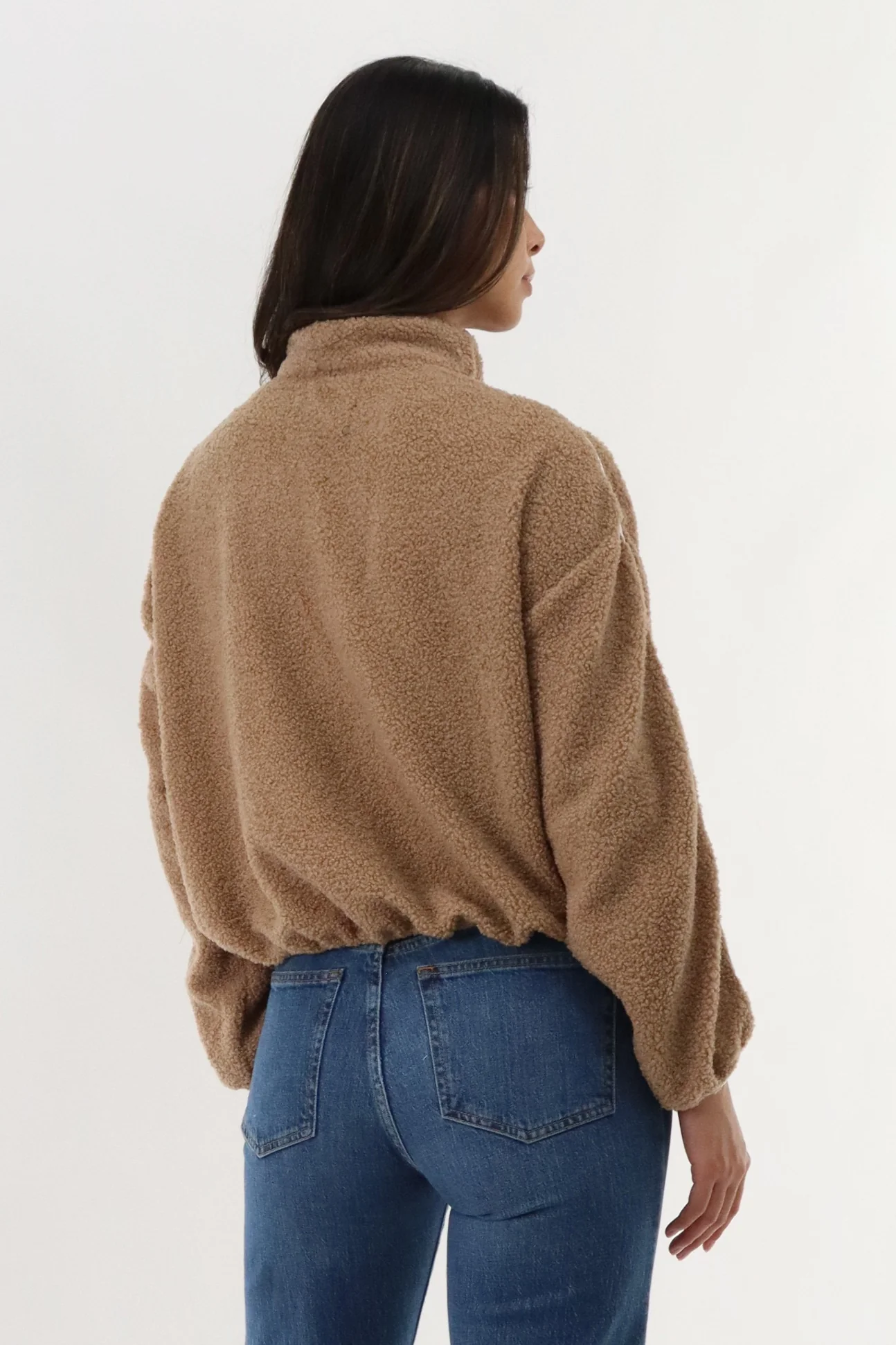 Canada Weather Gear 1/4 Zip Sherpa Pullover Sweater - Camel - Image 3