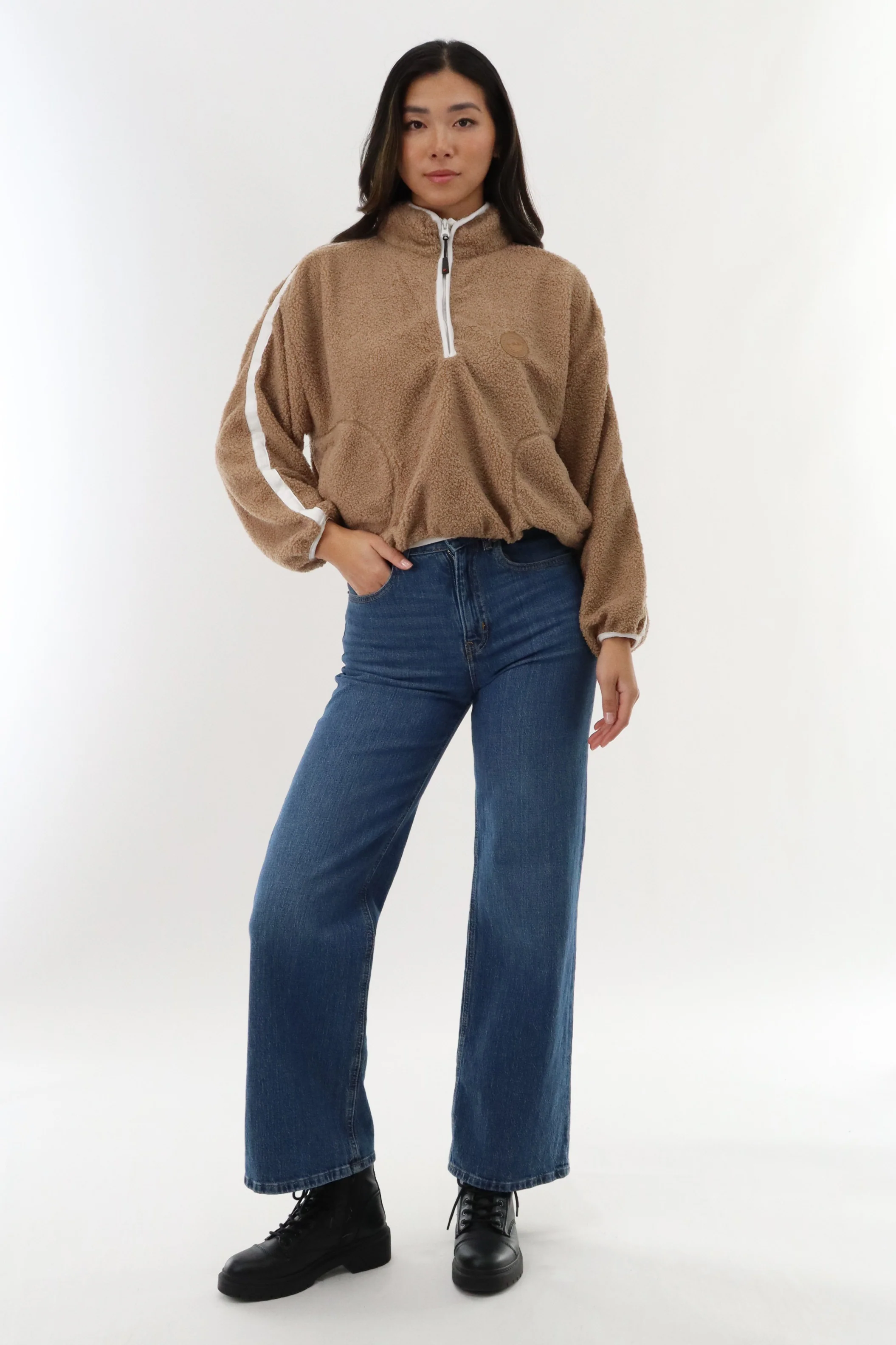 Canada Weather Gear 1/4 Zip Sherpa Pullover Sweater - Camel - Image 5