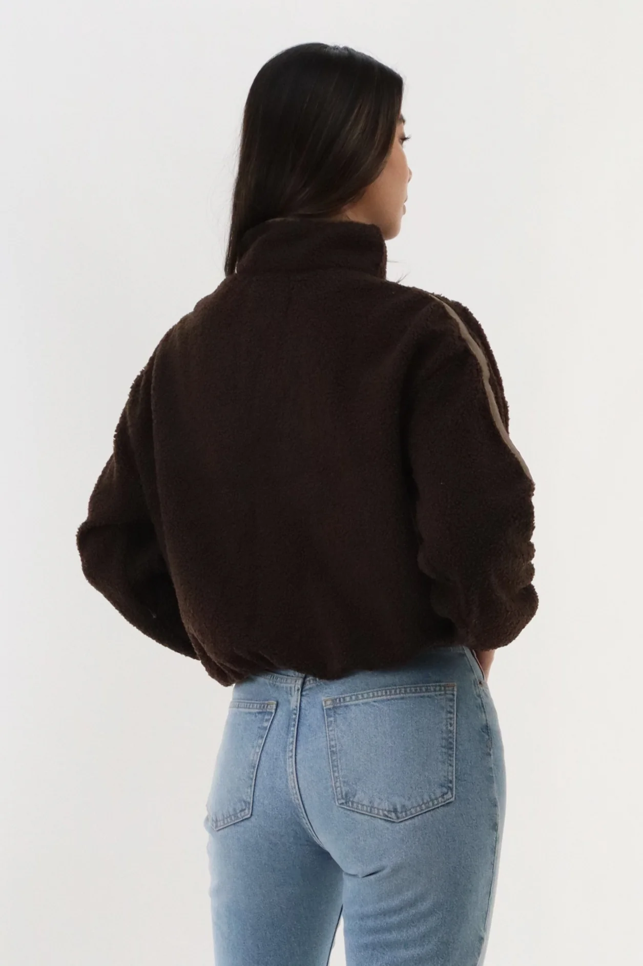 Canada Weather Gear 1/4 Zip Sherpa Pullover Sweater - Brown - Image 3