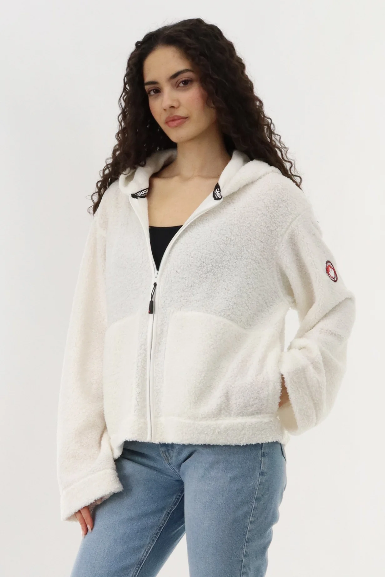 Canada Weather Gear Wide Sleeve Zip Up Hoodie - Cream - Image 2