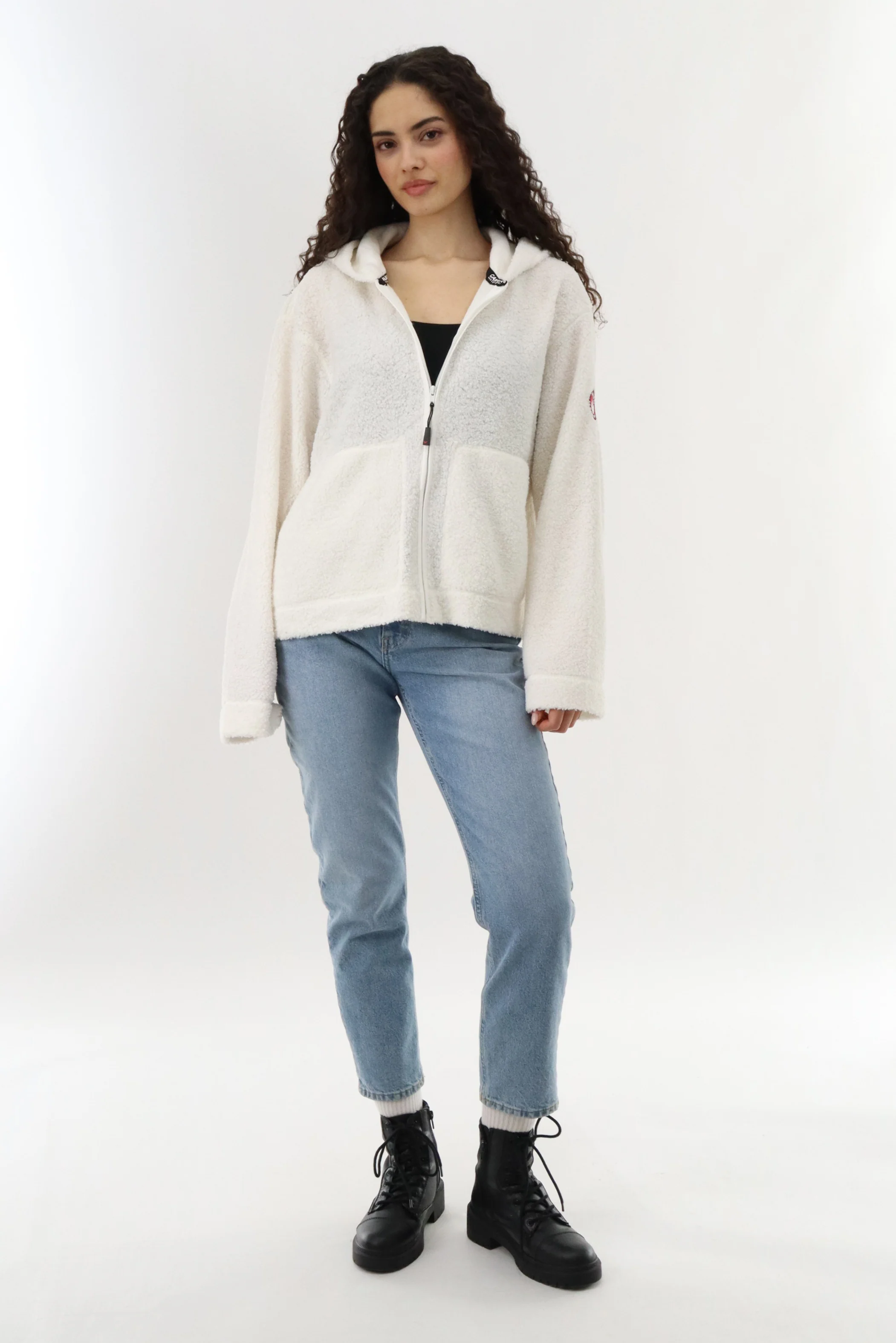 Canada Weather Gear Wide Sleeve Zip Up Hoodie - Cream - Image 5