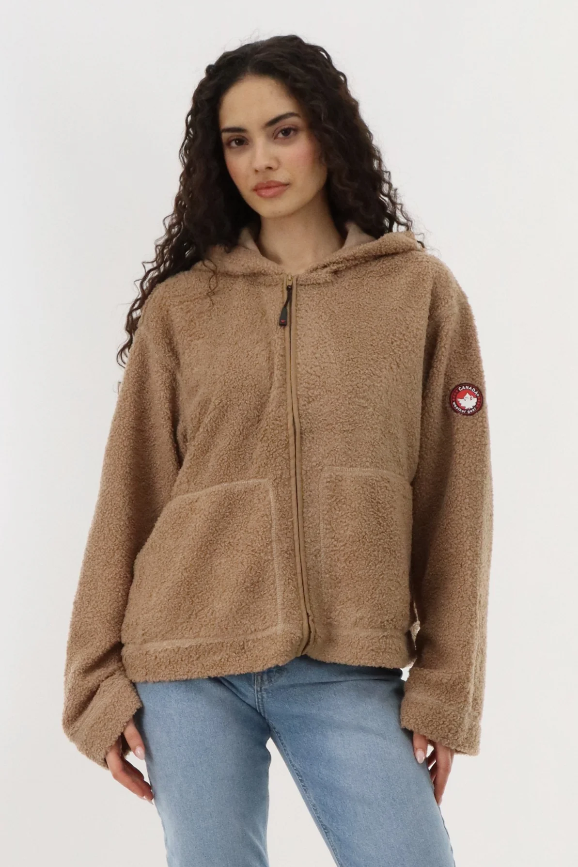 Canada Weather Gear Wide Sleeve Zip Up Hoodie - Camel