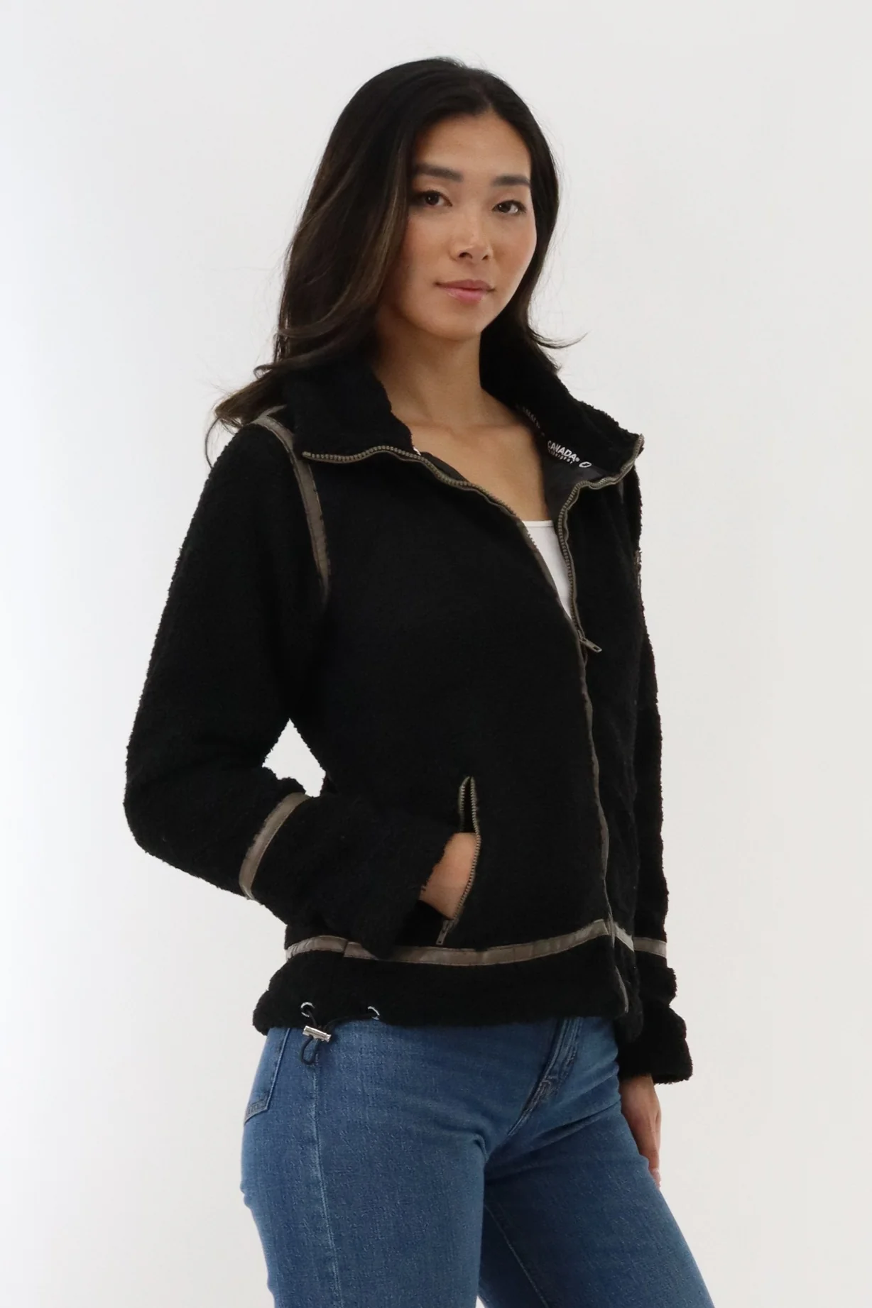 Canada Weather Gear Sherpa Contrast Lightweight Jacket - Black - Image 2